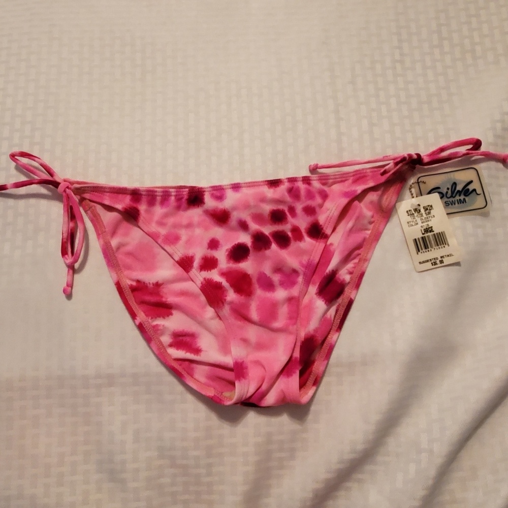 🍁Silver Swim Tie Side Surf Bikini Bottom